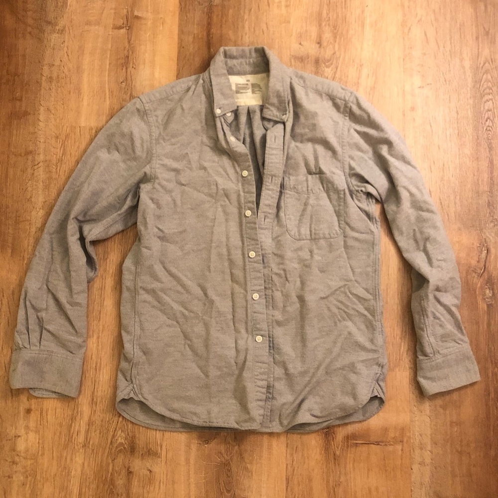 Muji Men’s flannel button shirt / size XS / grey